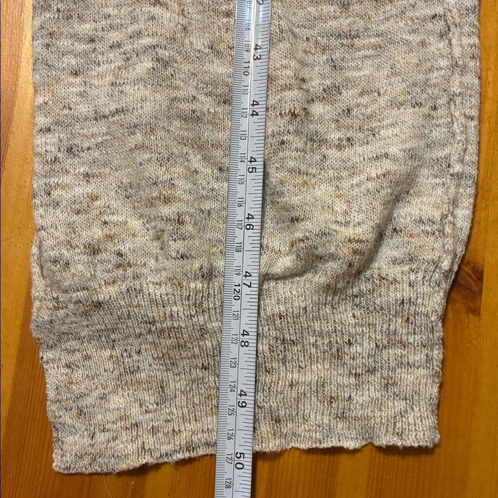 Zara Marled Neutral Open-Front Long Duster Cardigan with Split Back - Picture 9 of 9